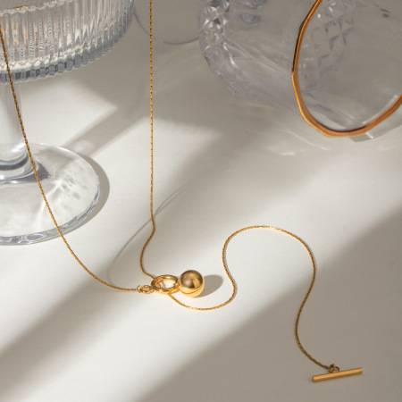 collier avec pendentif géométrique en acier inoxydable plaqué or  pour femme, série simple, 1 pièce