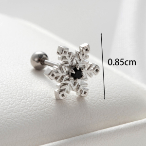 Boucles D'Oreilles Piercing Femme Simple Series Classic Heart En Acier Titane Sans Placage, Ornées De Zircon. h5 Image4