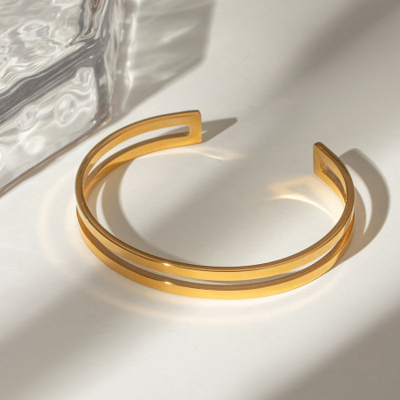 Bracelet manchette étanche en acier inoxydable couleur or (1 pièce)