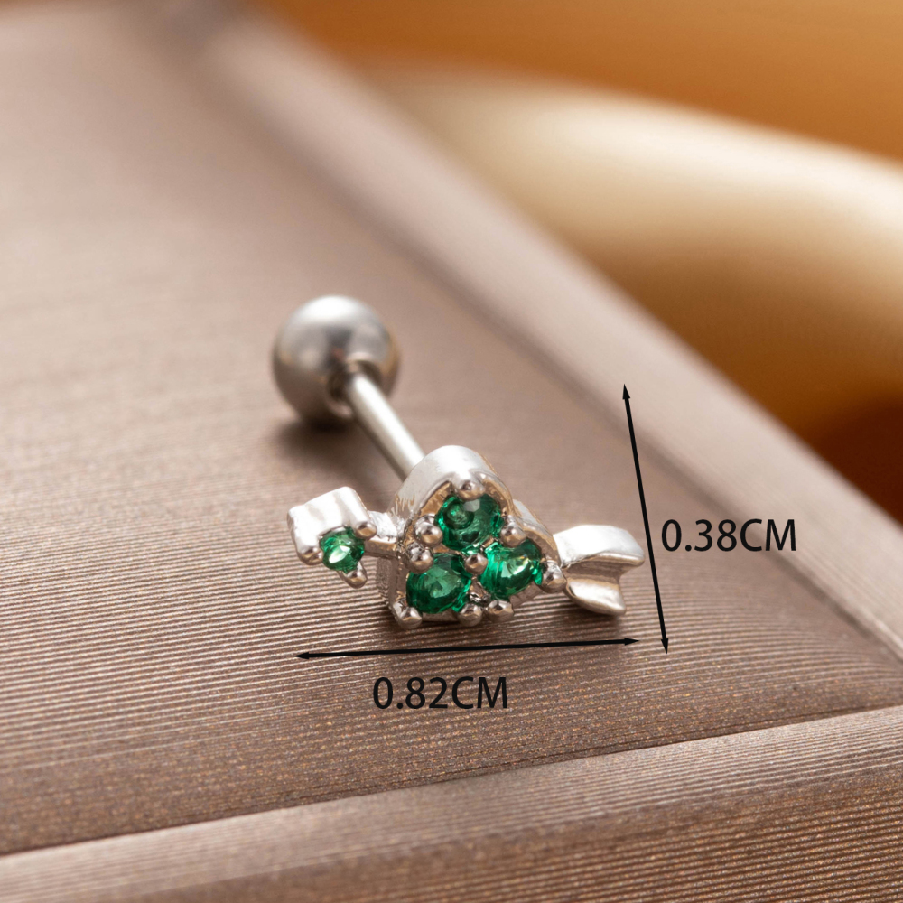 Boucles D'Oreilles Piercing Femme Simple Series Classic Heart En Acier Titane Sans Placage, Ornées De Zircon. Image6