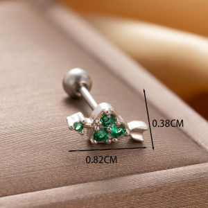 Boucles D'Oreilles Piercing Femme Simple Series Classic Heart En Acier Titane Sans Placage, Ornées De Zircon. h5 Image6