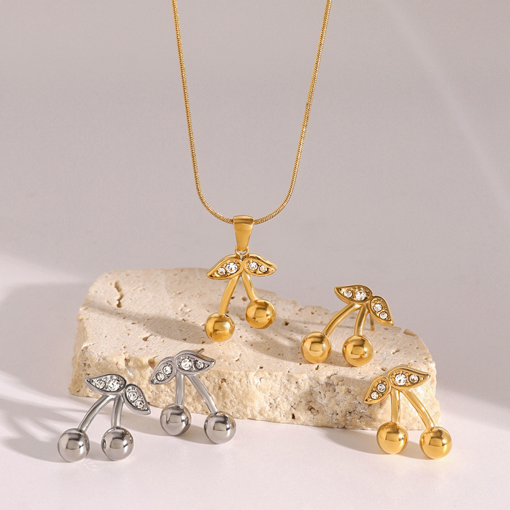Collier Avec Pendentif En Forme De Plante Mignonne, Série Simple, En Acier Inoxydable Plaqué Or Et Zircone, Pour Femme h5Image3