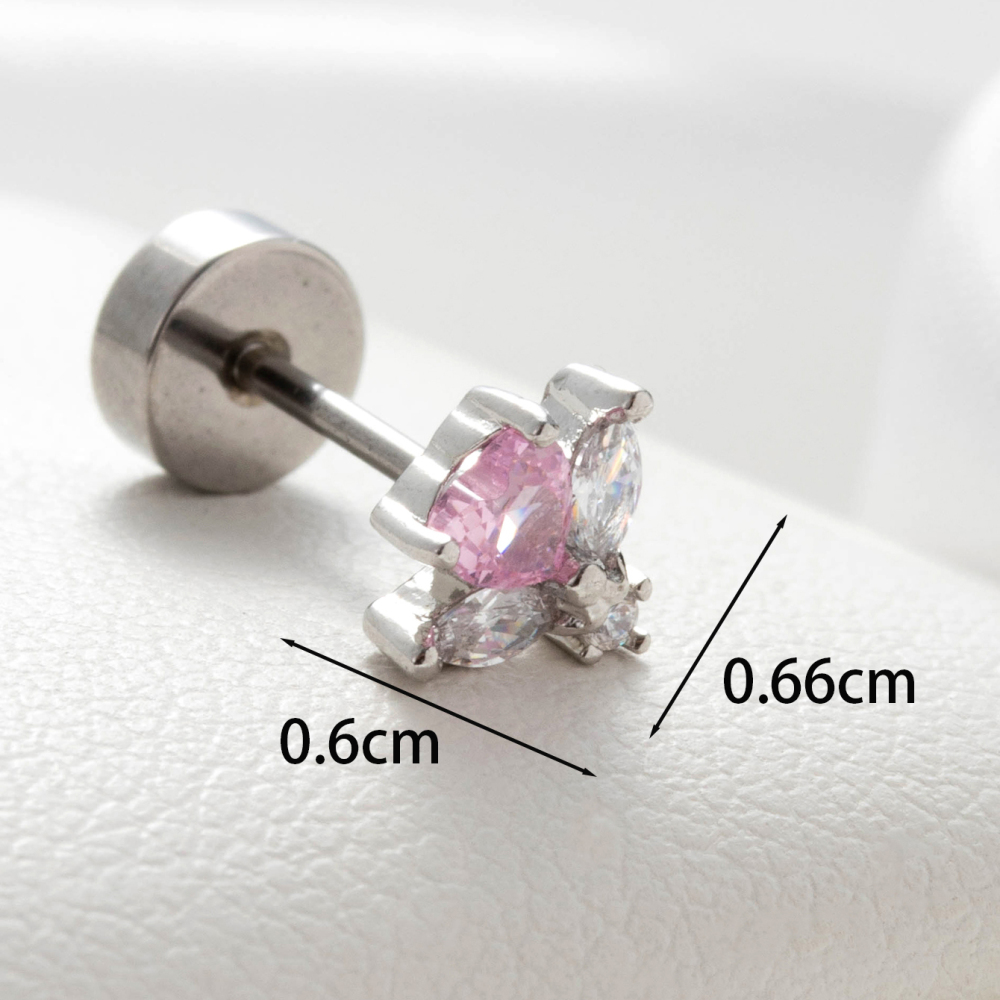 Boucles D'Oreilles Piercing Femme Simple Series Classic Heart En Acier Titane Sans Placage, Ornées De Zircon. Image3
