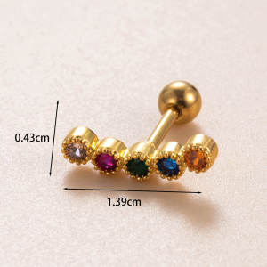 Boucles D'Oreilles Piercing Femme Simple Series Simple Flower En Cuivre Sans Placage, Avec Zircon. h5 Image5