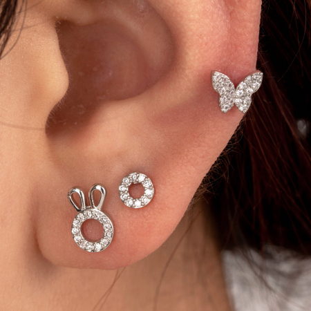 Boucles d'oreilles piercing femme Simple Series Simple Animal en acier titane sans placage, avec zircon.