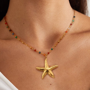 Collier Avec Pendentif Tortue De Vacances En Acier Inoxydable Plaqué Or  Pour Femme, Série Simple, 1 Pièce h5 Image4