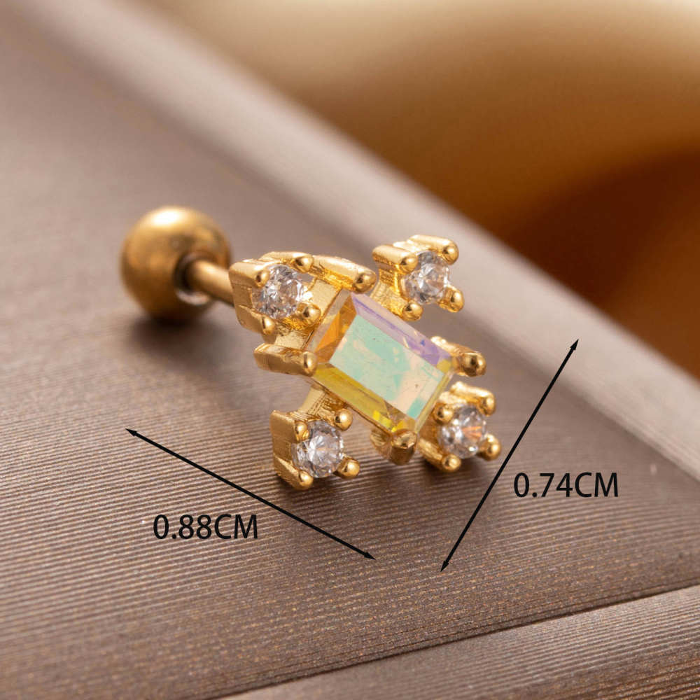 Boucles D'Oreilles Piercing Femme Simple Series Classic Heart En Acier Titane Sans Placage, Ornées De Zircon. Image4