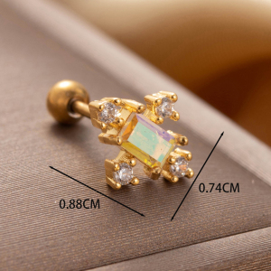 Boucles D'Oreilles Piercing Femme Simple Series Classic Heart En Acier Titane Sans Placage, Ornées De Zircon. h5 Image4