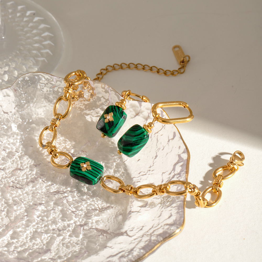 1 Paire De Boucles D'Oreilles Pendantes Élégantes Géométriques En Acier Inoxydable Plaqué Or  Pour Femmes, Série Classique Image4