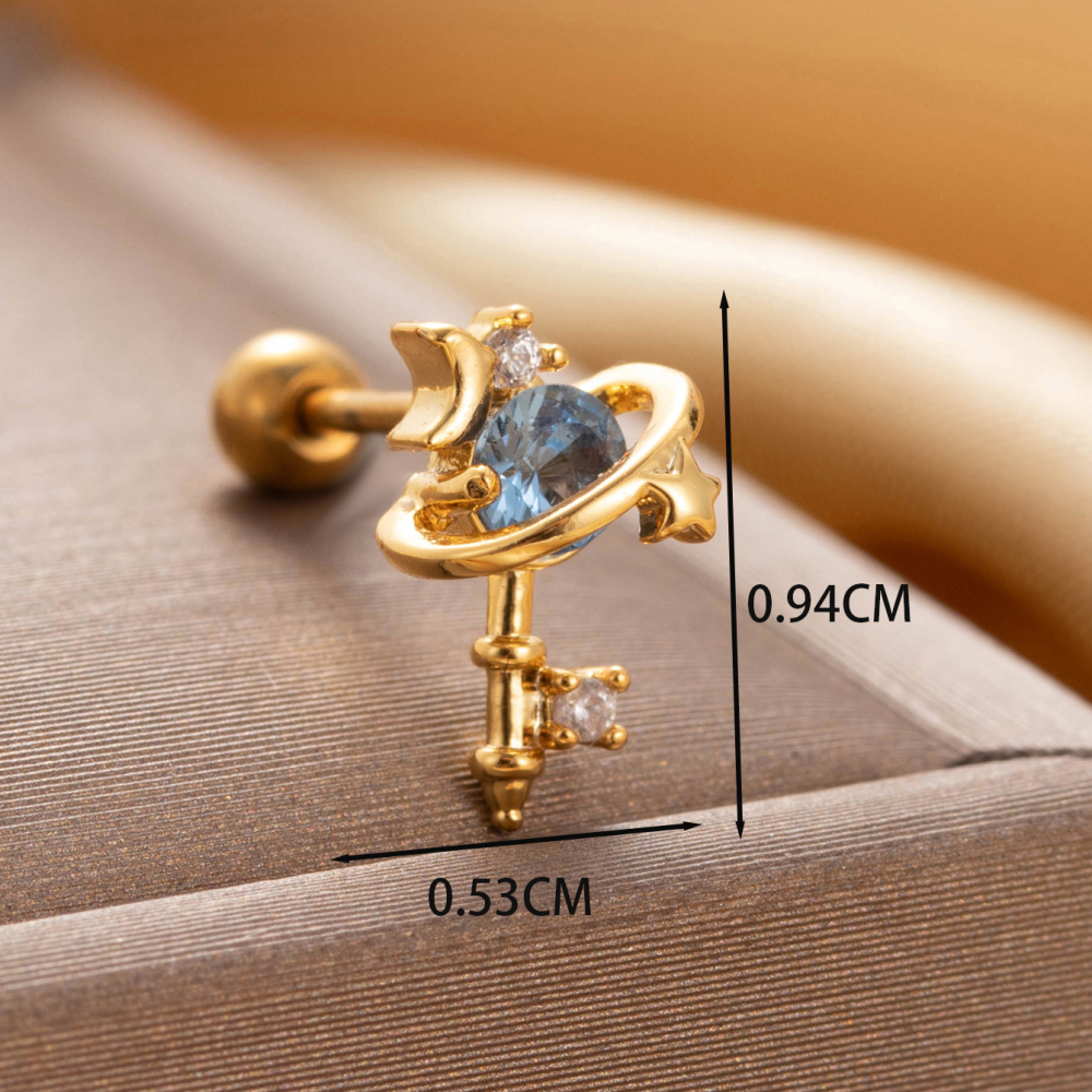 Boucles D'Oreilles Piercing Femme Simple Series Classic Heart En Acier Titane Sans Placage, Ornées De Zircon. Image5