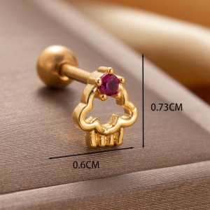 Boucles D'Oreilles Piercing Pour Femme, 1 Pièce, Série Simple Heart, En Acier Titane Sans Placage, Avec Zircon. h5 Image4
