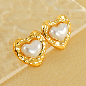1 Paire De Boucles D'Oreilles À Tige En Acier Inoxydable Plaqué Or Avec Perles Pour Femme, Style Décontracté, Série Simple h5 Image10