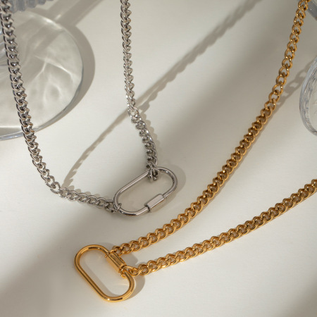 collier avec pendentif géométrique en acier inoxydable plaqué or  pour femme, série simple et décontractée, 1 pièce