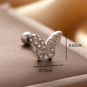 Boucles D'Oreilles Piercing Femme Simple Series Simple Animal En Acier Titane Sans Placage, Avec Zircon. h5 Image4
