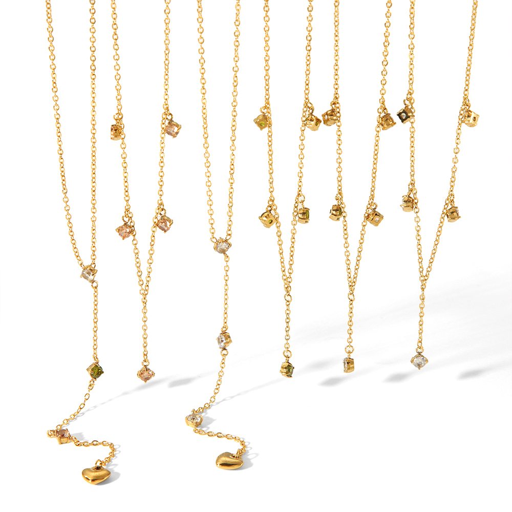 Collier Chaîne Géométrique En Acier Inoxydable Plaqué Or , Série Simple, 1 Pièce Image4