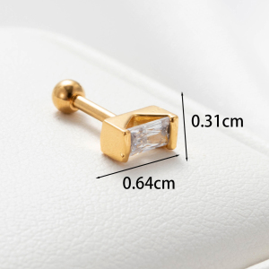 Boucles D'Oreilles Piercing Pour Femme, 1 Pièce, Série Simple, Géométriques, En Acier Titane Sans Placage, Avec Zircon. h5 Image4