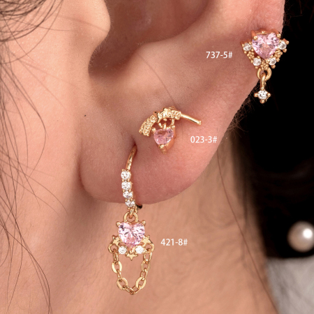 Boucles d'oreilles piercing pour femme, 1 pièce, série Simple, cœur simple, cuivre, sans plaquage, zircon.