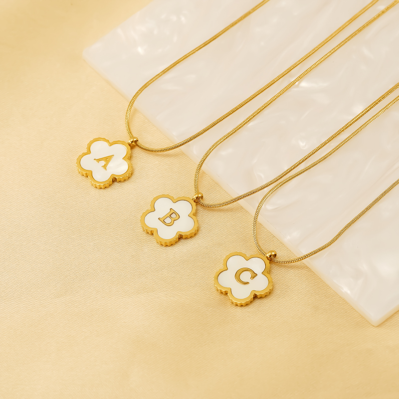 Collier Avec Pendentif Coquillage En Acier Inoxydable Plaqué Or Pour Femme, Série Simple, Lettre Quotidienne h5Image6
