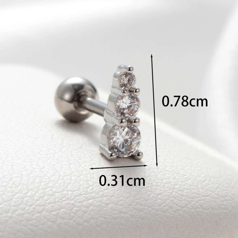 Boucles D'Oreilles Piercing Pour Femme, 1 Pièce, Série Simple Heart, En Acier Titane Sans Placage, Avec Zircon. Image4