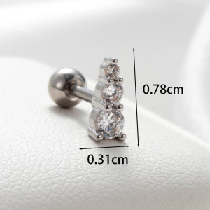 Boucles D'Oreilles Piercing Pour Femme, 1 Pièce, Série Simple Heart, En Acier Titane Sans Placage, Avec Zircon. h5 Image4