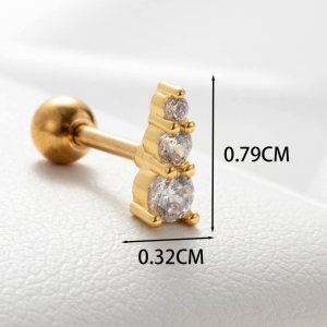 Boucles D'Oreilles Piercing Femme Simple Series Simple Flower En Acier Titane Sans Placage, Ornées De Zircon. h5 Image4