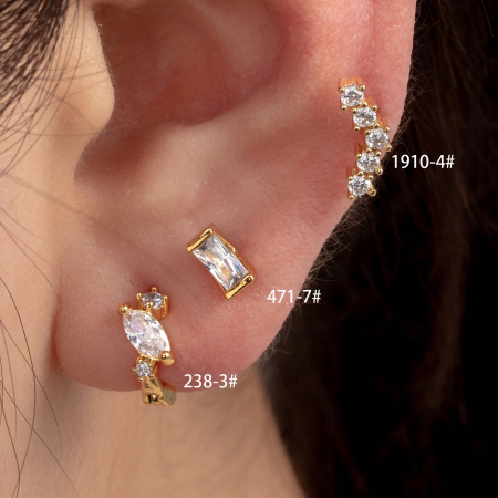 Boucles d'oreilles piercing pour femme, 1 pièce, série Simple, géométriques, en acier titane sans placage, avec zircon.