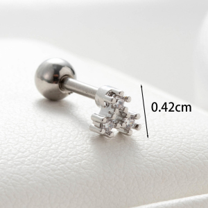 Boucles D'Oreilles Piercing Femme Simple Series Simple Flower En Acier Titane Sans Placage, Ornées De Zircon. h5 Image4
