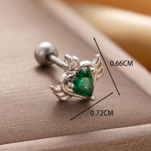 Boucles D'Oreilles Piercing Femme Simple Series Classic Heart En Acier Titane Sans Placage, Ornées De Zircon. h5 Image5