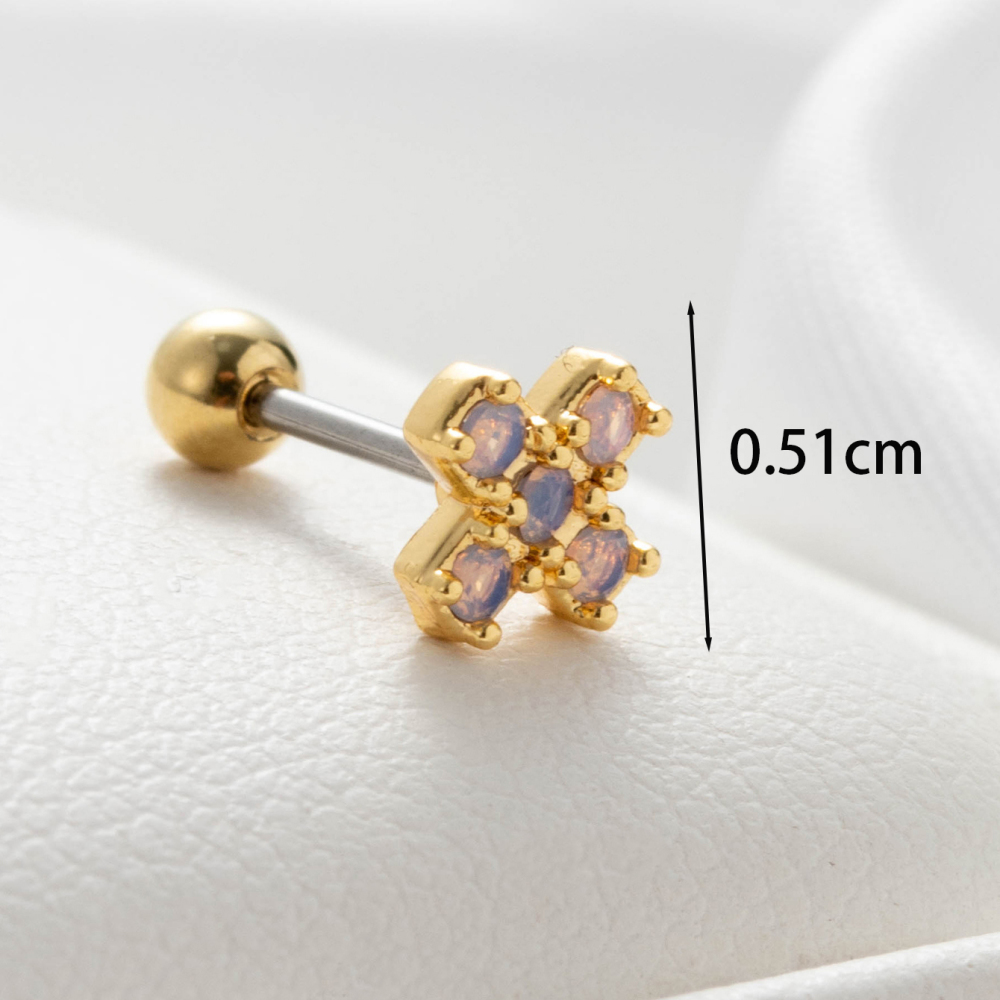 Boucles D'Oreilles Piercing Femme Simple Series Classic Animal En Acier Titane Sans Placage, Ornées De Zircon. h5Image4