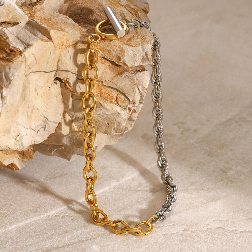 Bracelet Chaîne Géométrique Simple En Acier Inoxydable Plaqué Or Pour Femme, 1 Pièce Image3