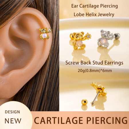 Boucles d'oreilles piercing femme Simple Series Simple Animal en acier titane sans placage, avec zircon.