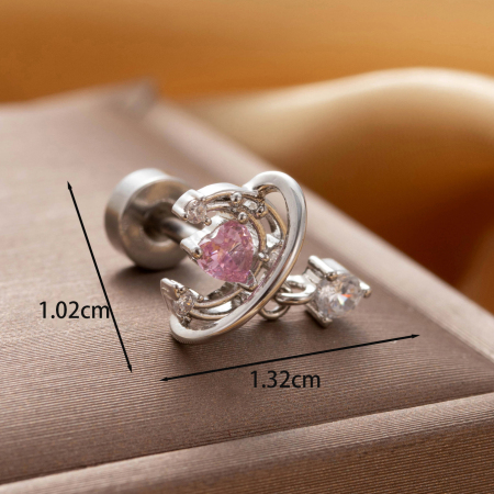 Boucles d'oreilles piercing femme Simple Series Classic Bow Knot en acier titane sans placage, ornées de zircon 2