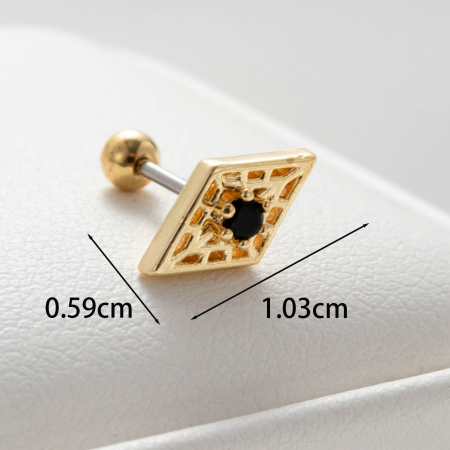 Boucles d'oreilles piercing femme Simple Series Classic Heart en acier titane sans placage, ornées de zircon. 2