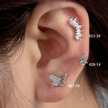 Boucles d'oreilles piercing femme Simple Series Simple Animal en acier titane sans placage, avec zircon.