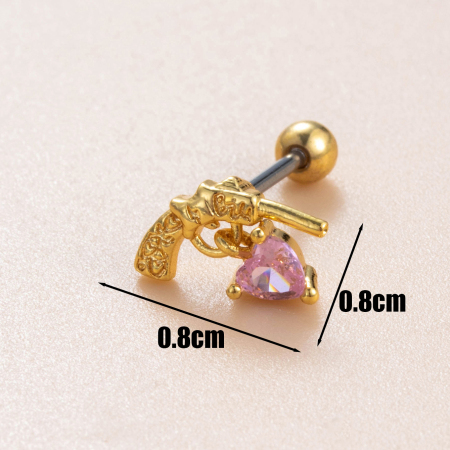 Boucles d'oreilles piercing pour femme, 1 pièce, série Simple, cœur simple, cuivre, sans plaquage, zircon. 2