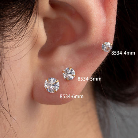 Boucles d'oreilles piercing pour femme, 1 pièce, série Simple, géométriques, en acier titane sans placage, avec zircon.