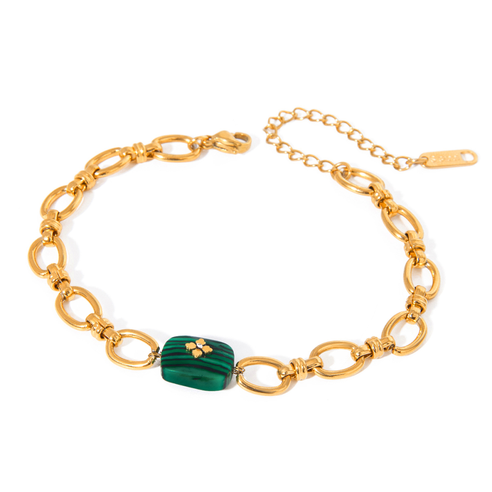 Bracelet À Breloques Géométrique Élégant En Acier Inoxydable Plaqué Or  Pour Femme, Série Ethnique, 1 Pièce Image6