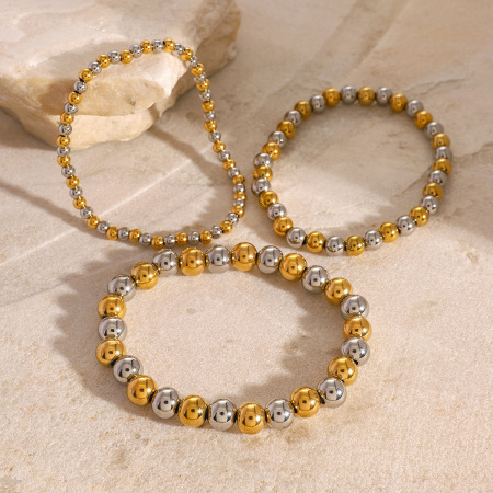 Ensemble de colliers en acier inoxydable imperméables avec perles et couleurs assorties
