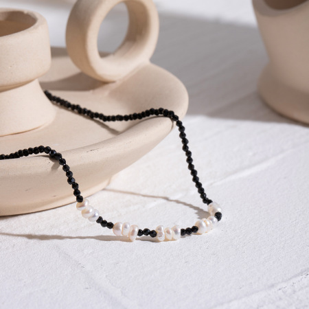 collier de perles pour femme, série simple, perles quotidiennes, en acier inoxydable plaqué or , cristal
