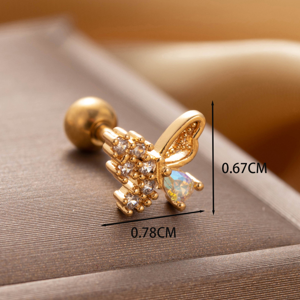 Boucles D'Oreilles Piercing Femme Simple Series Classic Heart En Acier Titane Sans Placage, Ornées De Zircon. Image5