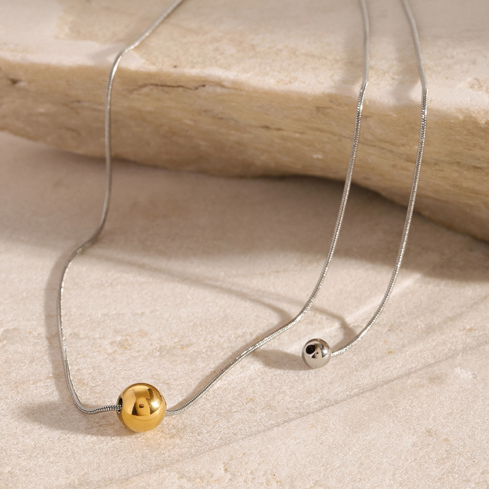 Collier Avec Pendentif Géométrique Simple En Acier Inoxydable Plaqué Or  Pour Femme, 1 Pièce Image4