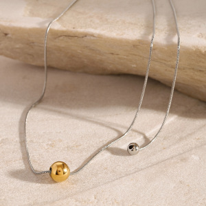 Collier Avec Pendentif Géométrique Simple En Acier Inoxydable Plaqué Or  Pour Femme, 1 Pièce h5 Image4