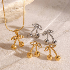 Collier Avec Pendentif En Forme De Plante Mignonne, Série Simple, En Acier Inoxydable Plaqué Or Et Zircone, Pour Femme h5 Image5