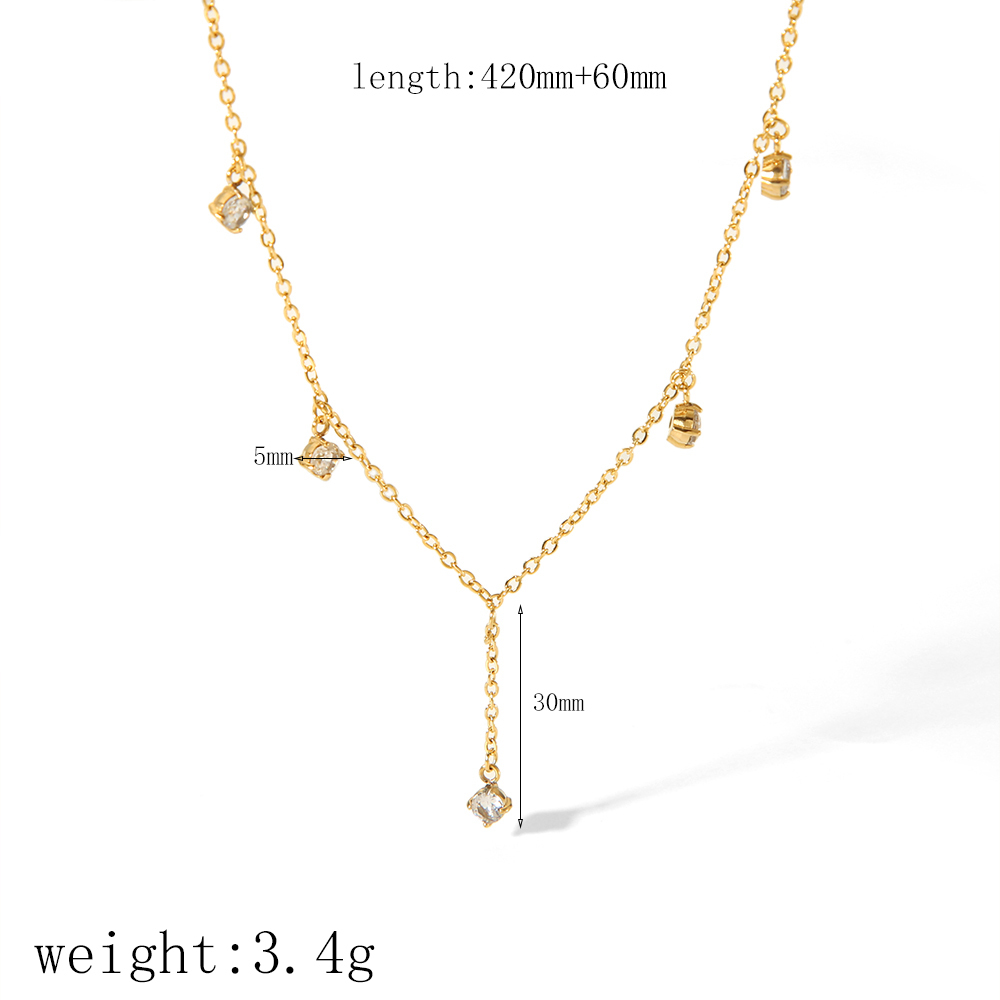 Collier Chaîne Géométrique En Acier Inoxydable Plaqué Or , Série Simple, 1 Pièce Image8