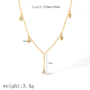 Collier Chaîne Géométrique En Acier Inoxydable Plaqué Or , Série Simple, 1 Pièce h5 Image8