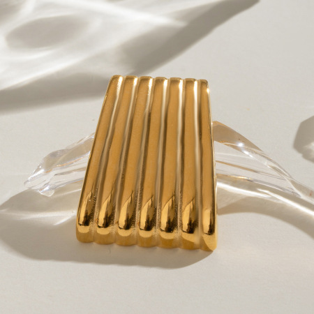 1 paire de broches géométriques classiques pour femme, série simple, en acier inoxydable plaqué or 