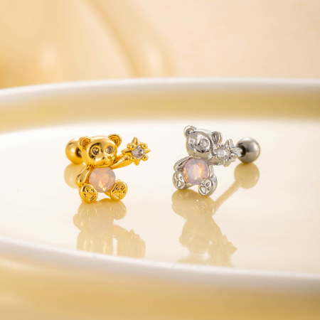 Boucles d'oreilles piercing femme Simple Series Simple Animal en acier titane sans placage, avec zircon. 2