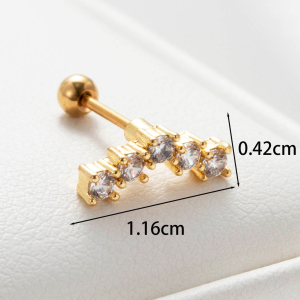 Boucles D'Oreilles Piercing Pour Femme, 1 Pièce, Série Simple, Géométriques, En Acier Titane Sans Placage, Avec Zircon. h5 Image5