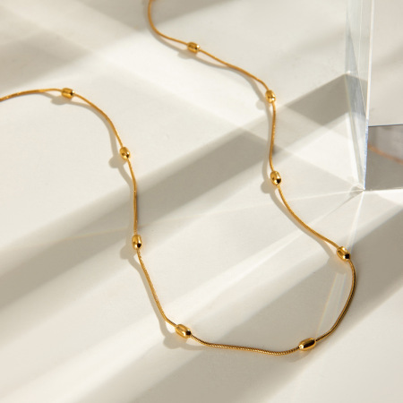 collier chaîne géométrique simple en acier inoxydable plaqué or  pour femme, 1 pièce
