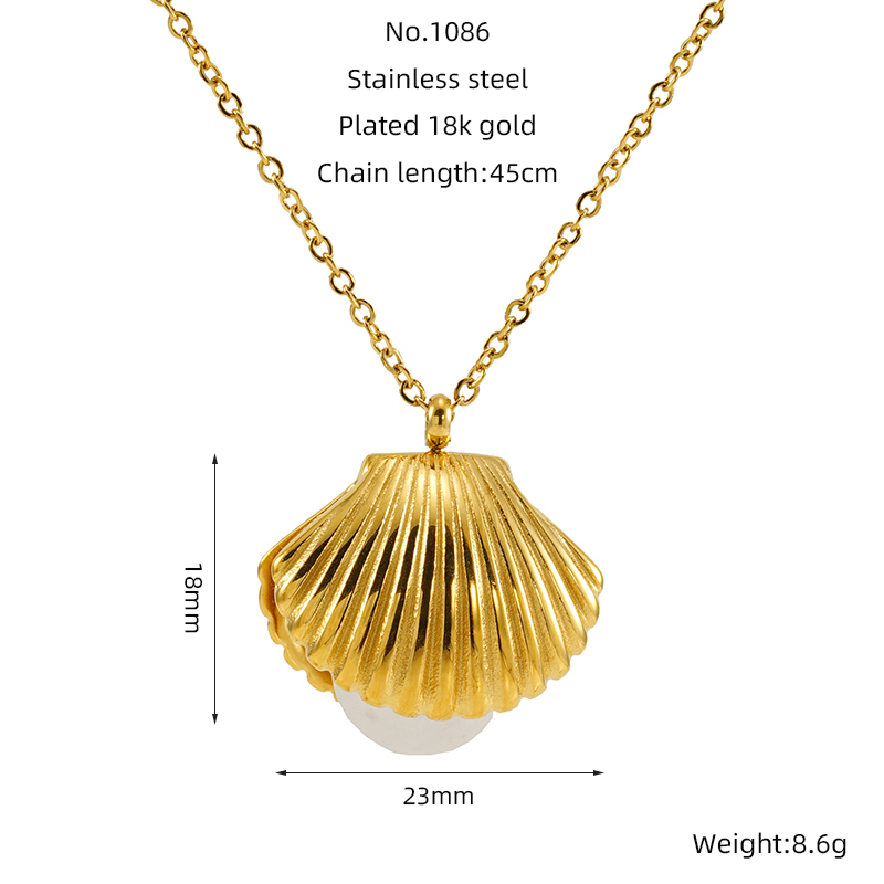 Collier Avec Pendentif Tortue Simple En Acier Titane Plaqué Or  Et Perles Artificielles Pour Femme, 1 Pièce Image5